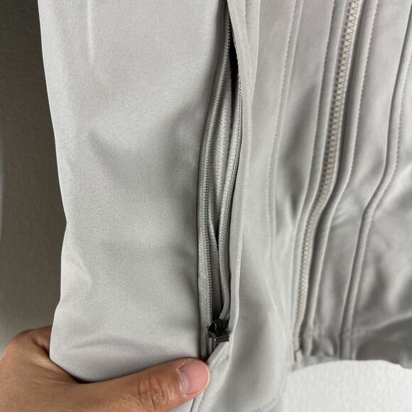 Columbia Full Zip Lined Jacket Women's Size Small Light Gray Beige Soft Shell - Picture 5 of 12